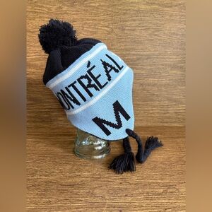 Montreal Canada Chullo Knit Hat Pom Pom Fleece Lined Ear Flap Winter Trapper Cap